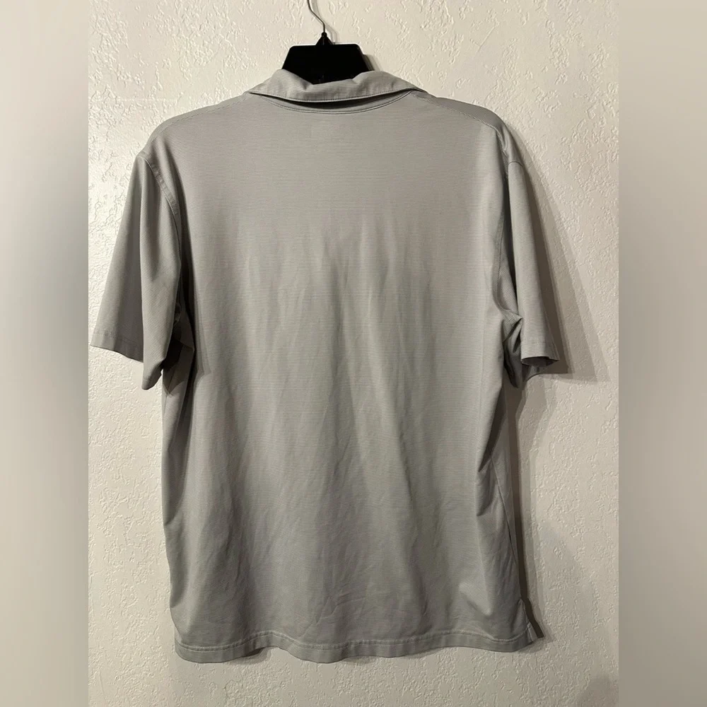 Callaway Golf Polo Shirt Men’s Large Gray White Performance Stripe Short Sleeve